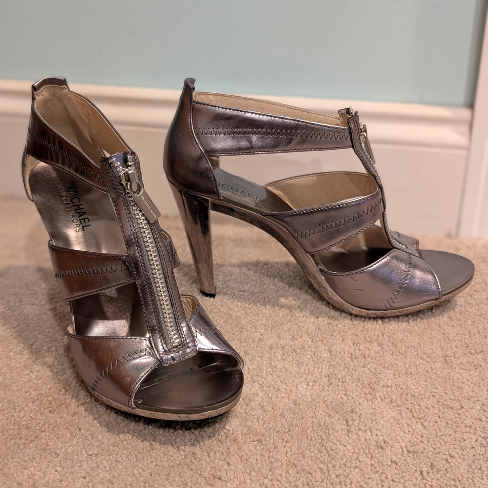 Michael Kors Silver Strappy Heels